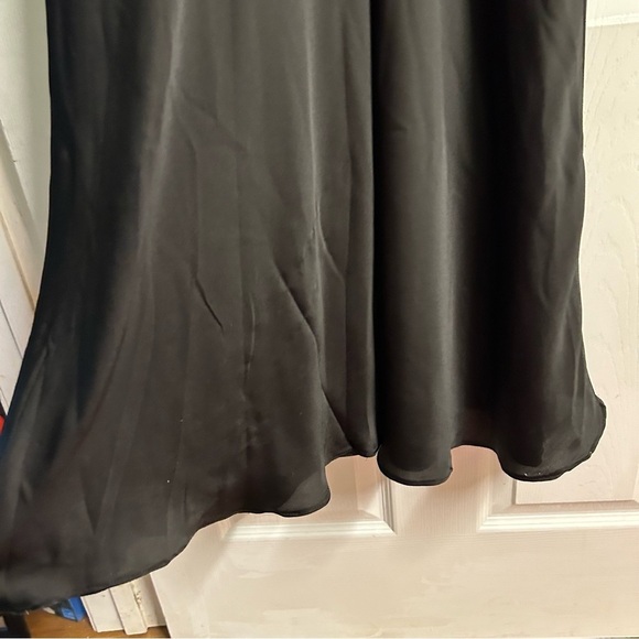 Black Whimsigoth Maxi Dress Formal Satin Silk Sz 2 Fairy Grunge y2k V-Neck - Picture 13 of 13